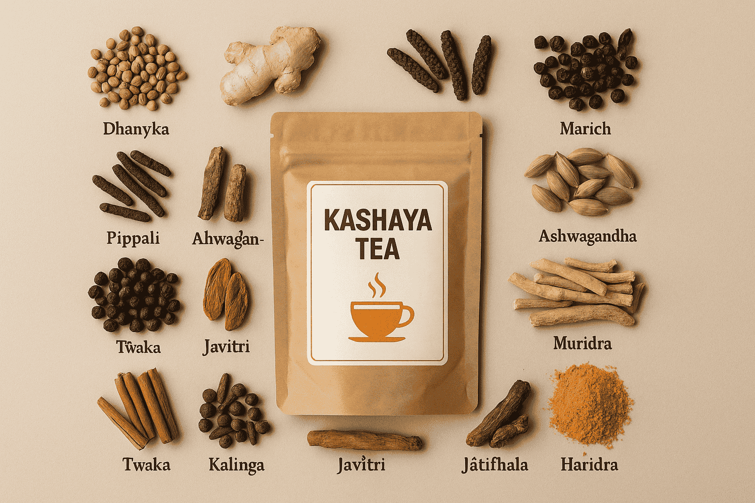 Ingredients used in Kashaya Tea or Herbal Tea
